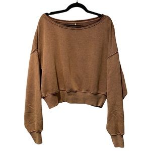 Free People Oversized Chunky Boyfriend Crop Crewneck Sweater